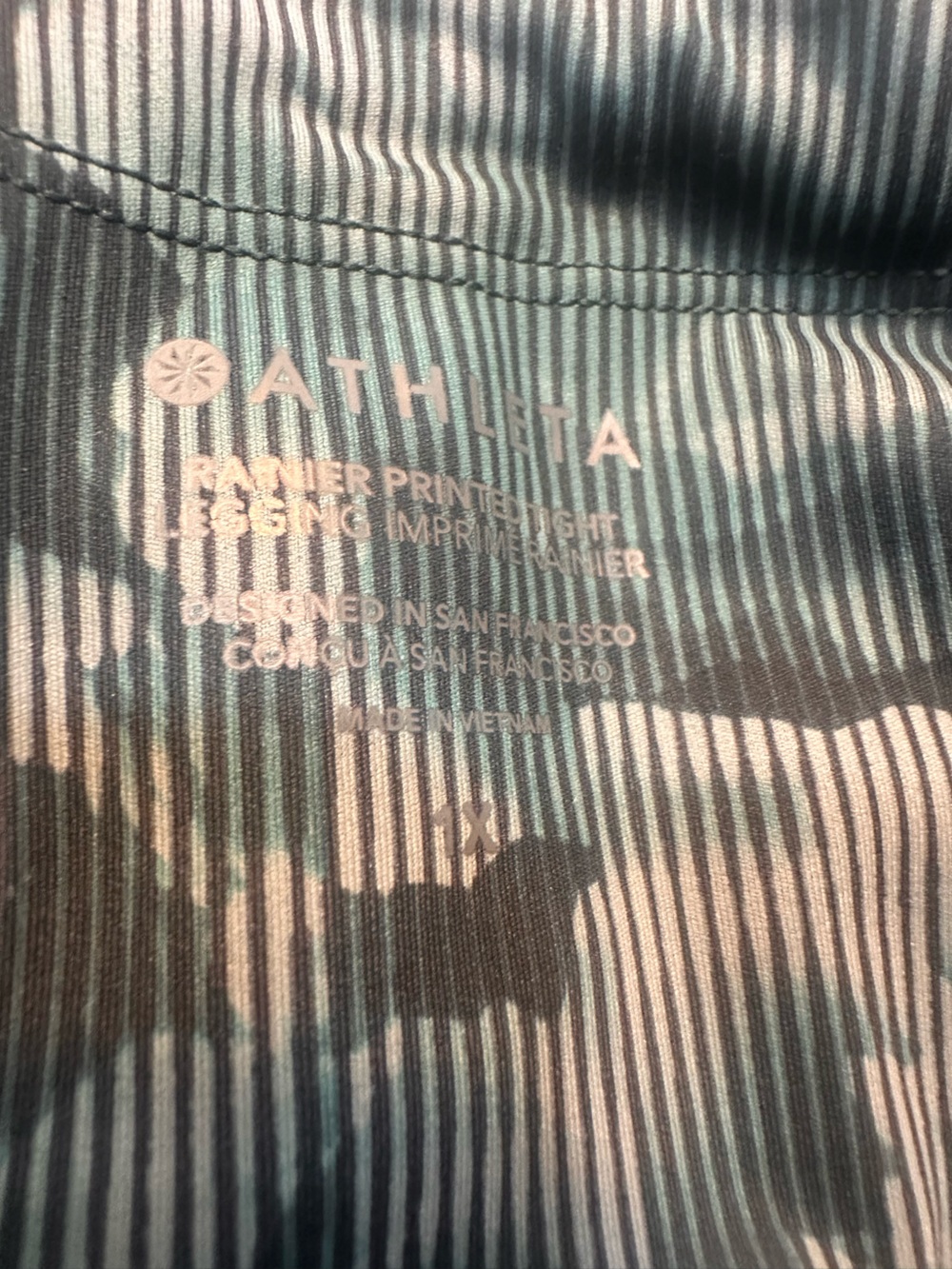 Athleta High Rise Rainier Green and Gray Floral Print with Pockets Size 1X - Picture 4 of 7
